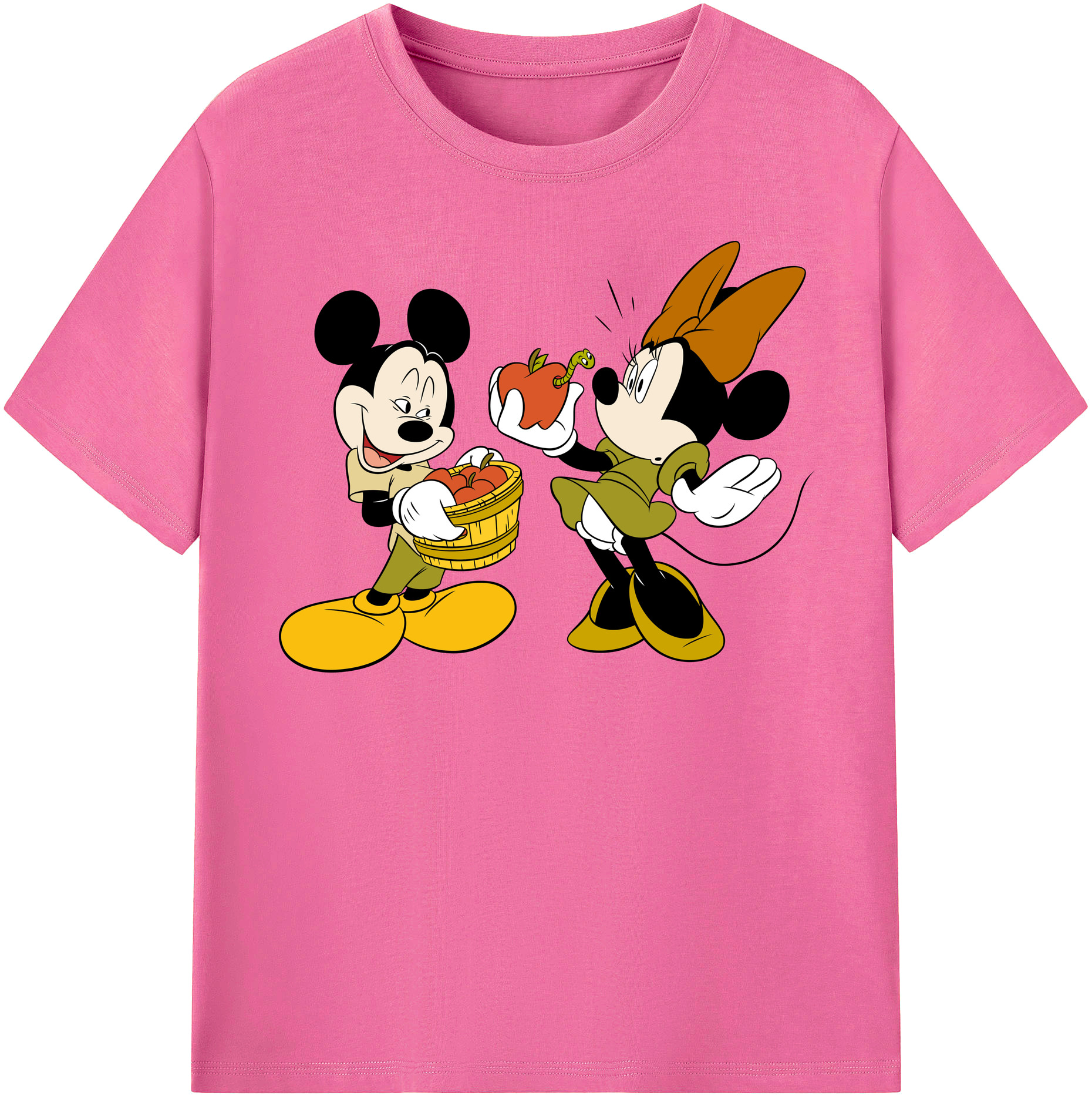 （画像用） ミッキーマウス Mickey Mouse レディースカジュアルプリントTシャツ（綿100％）